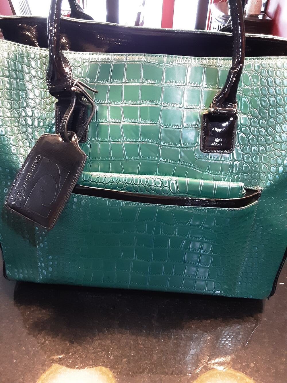 Cabrelli & Co. Faux Green Alligator Laptop Travel Rollerbag--Excellent Condition